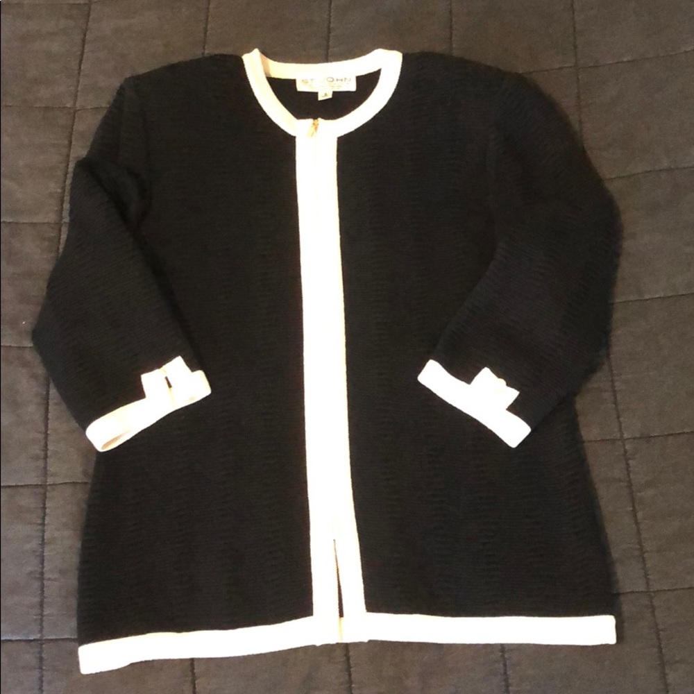 St John black and white cardigan size 8
